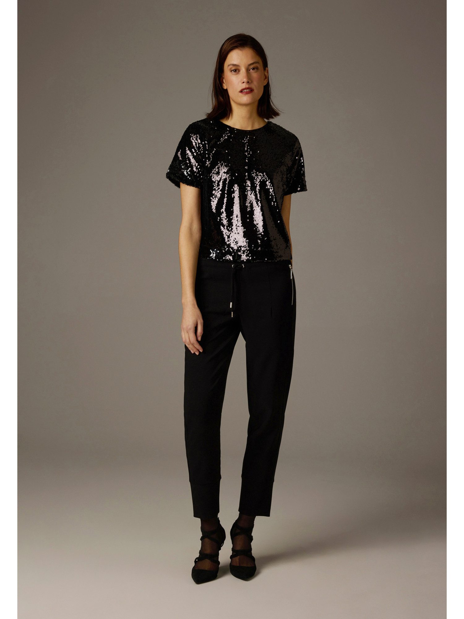 MORE&MORE Stoffhose coole, schwarze Jogginghose günstig online kaufen