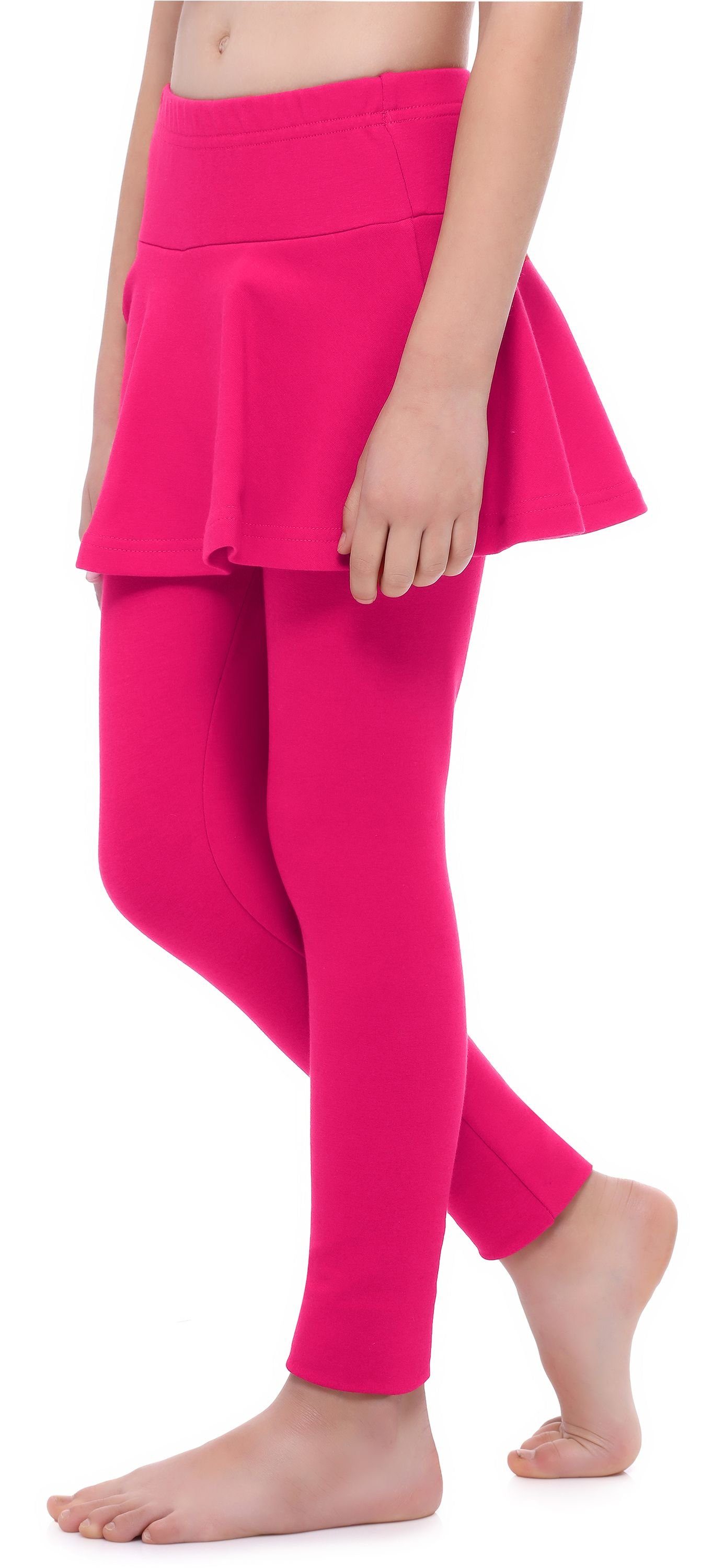 Bund Leggings mit (1-tlg) MS10-254 Baumwolle Style Mädchen elastischer Leggings Amaranth aus Rock Lange Merry