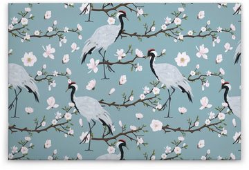 A.S. Création Leinwandbild Japanese Cranes, Blumen (1 St), Keilrahmen Kranich Asiatisch