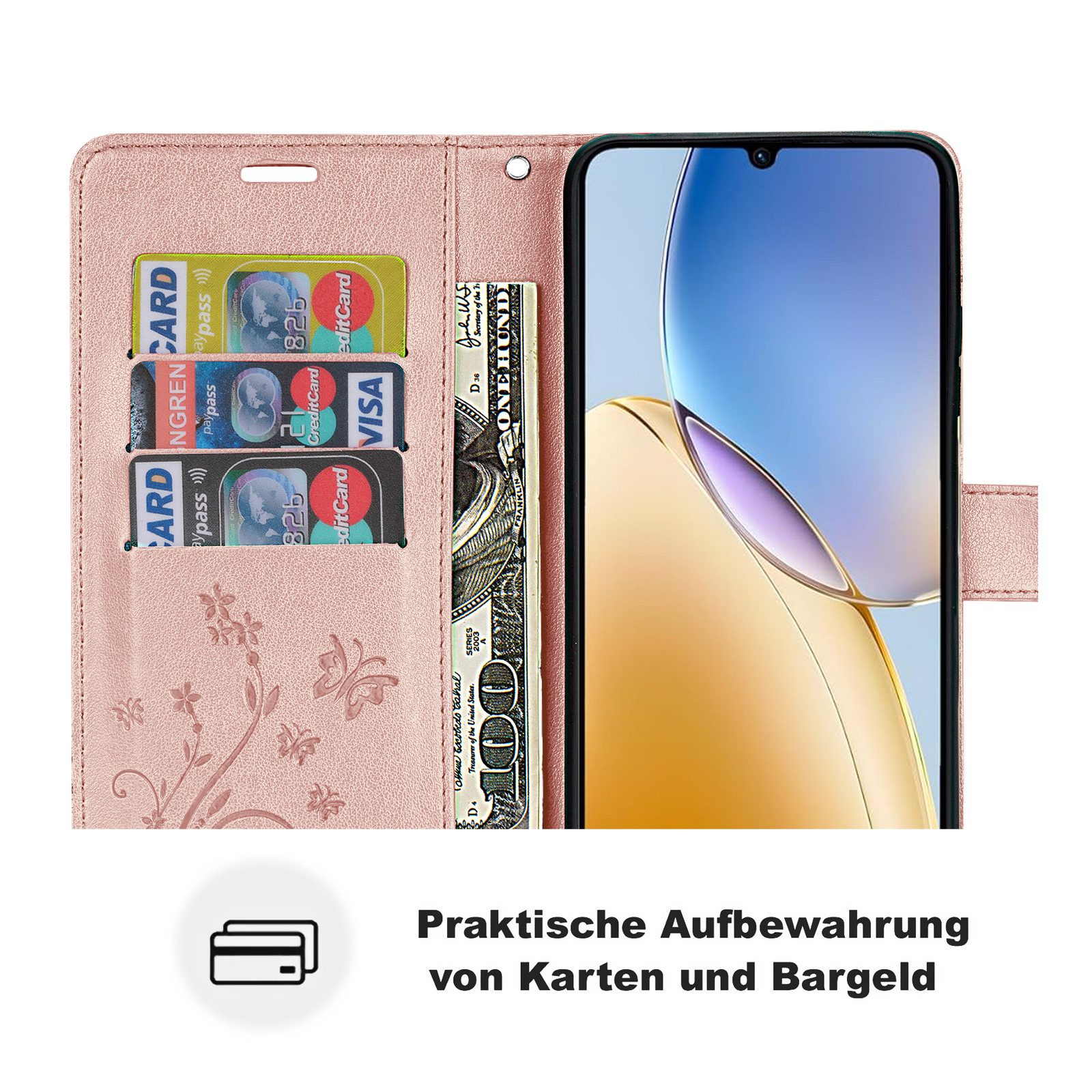 betterfon Handyhülle Handytasche für ZTE Blade A56 Klapphülle mit Kartenfächern, Bookstyle-Hülle mit Magnetverschluss, Smartstand & Kunstleder – Bild 4 von 5