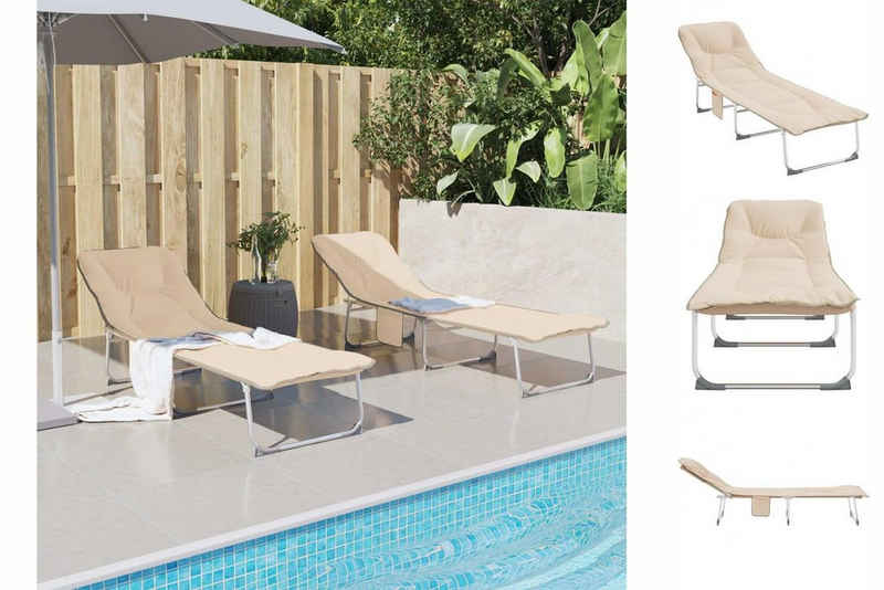 vidaXL Wellnessliege Sonnenliege Klappbar Beige Stoff