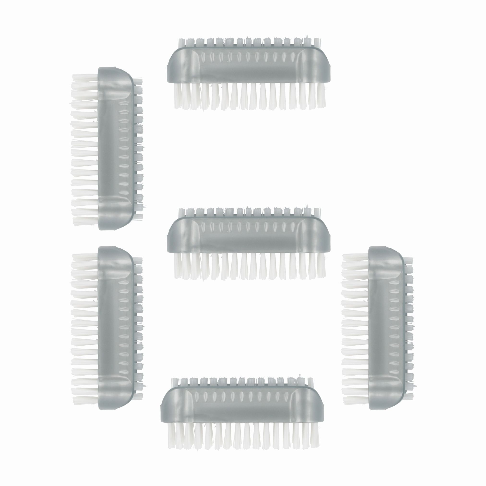 PARSA Beauty Nagelbürste Nagelbürsten, 6 Stück Bundle, grau – doppelseitig, flexible Borsten