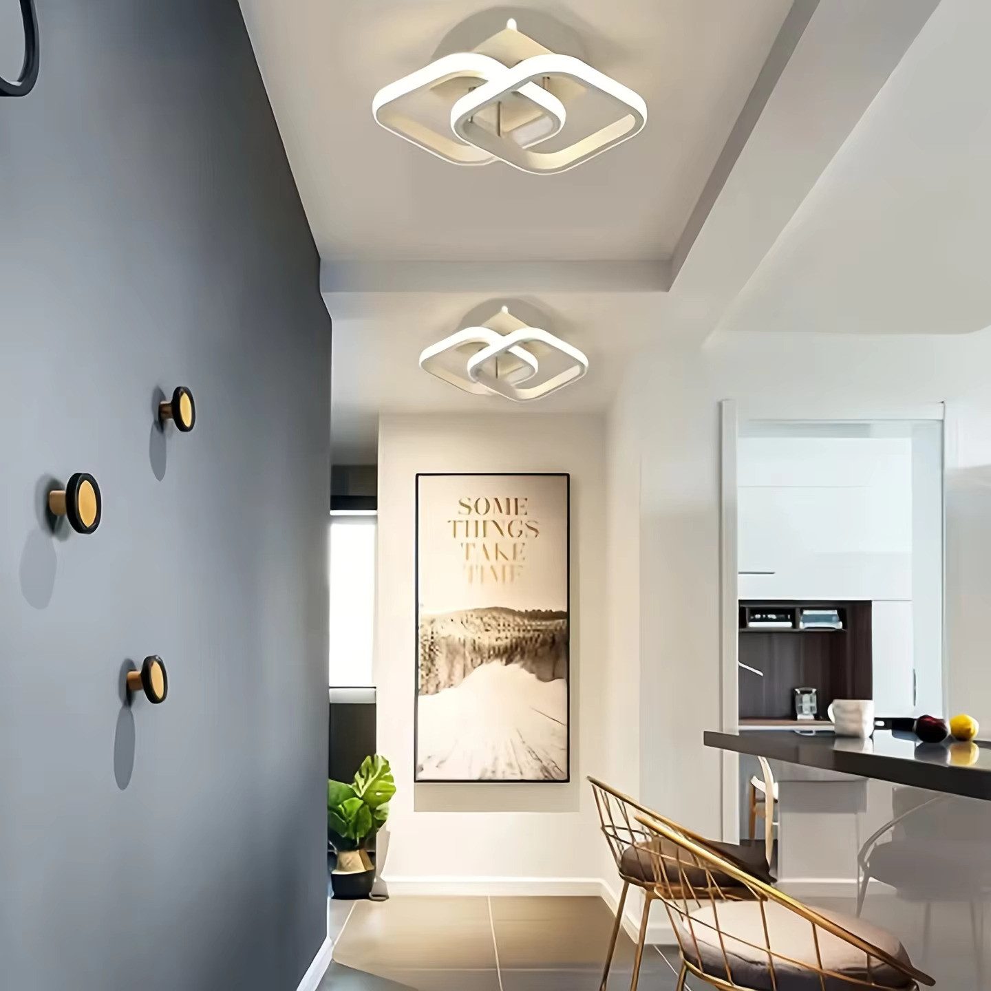 Forrlite Deckenleuchten LED Dimmbar Deckenleuchte 3-Farbige Decken-Lampe, LED fest integriert, Warmweiß, Neutralweiß, Kaltweiß, Wohnzimmer Flur Eingang