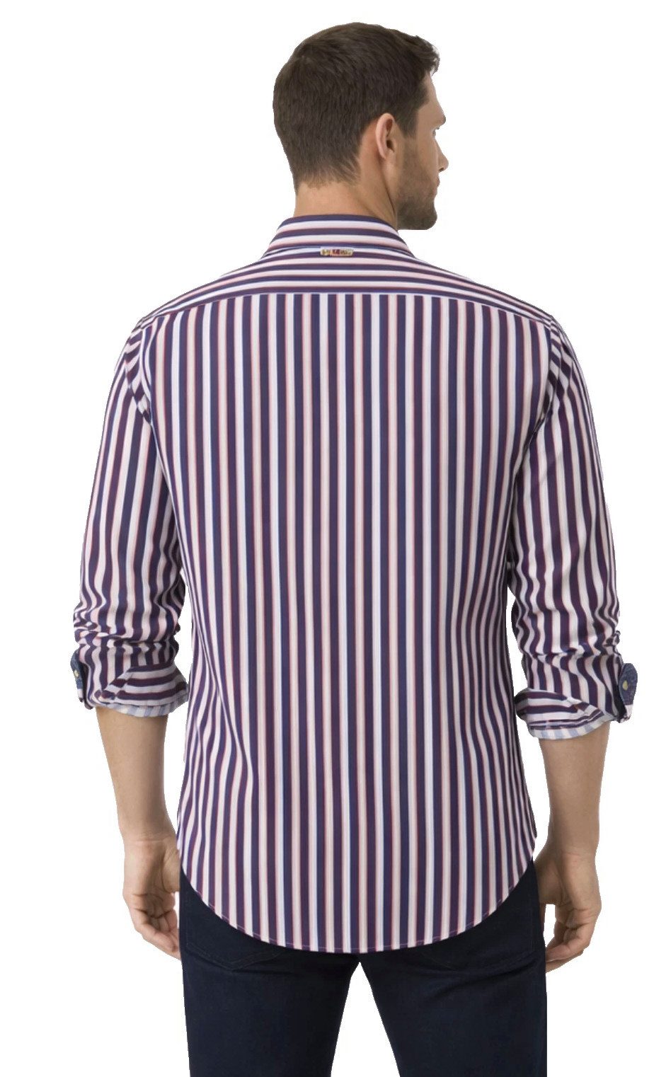 Robert Graham Streifenhemd Herren Hemd Limited Edition Kentkragen Gestreiftes Design mit kontrastierendem Innenbesatz