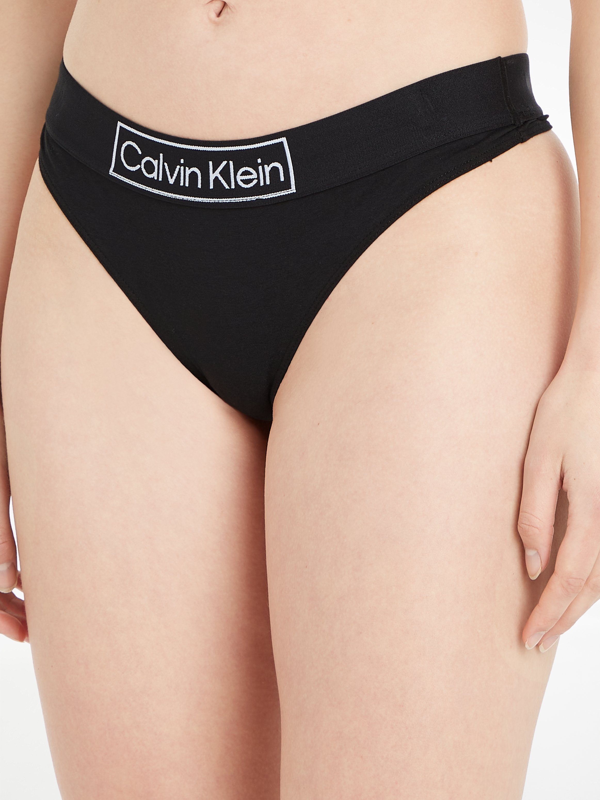 Calvin Klein Underwear String mit Logoschriftzug am Bund schwarz