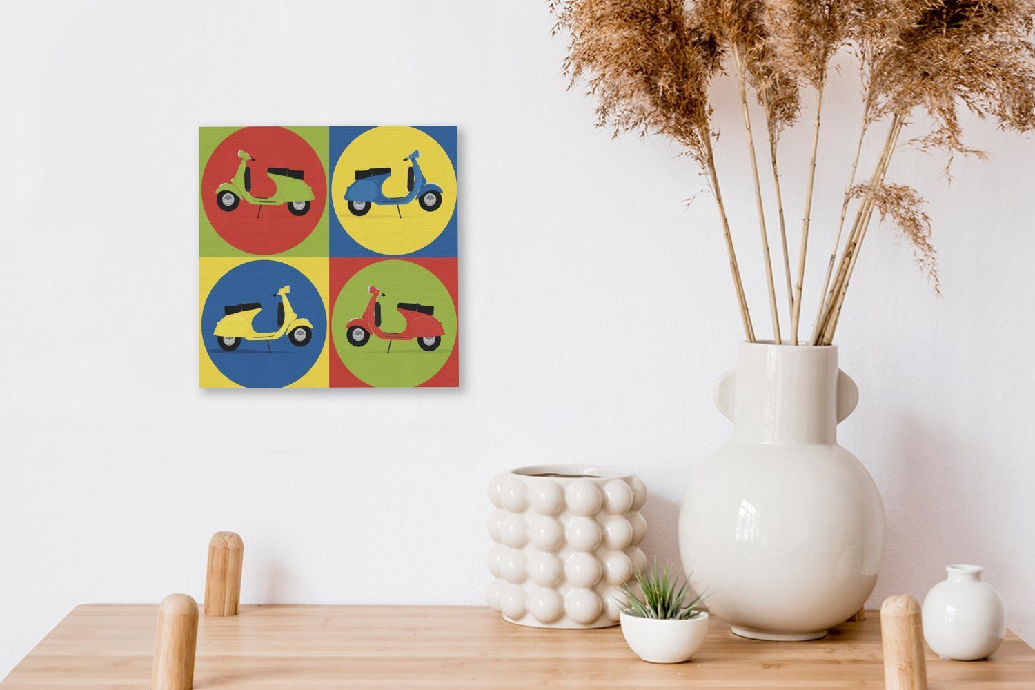 OneMillionCanvasses® Leinwandbild Vier Abbildungen (1 Farben, Schlafzimmer Leinwand Bilder St), in verschiedenen für einer Wohnzimmer Vespa