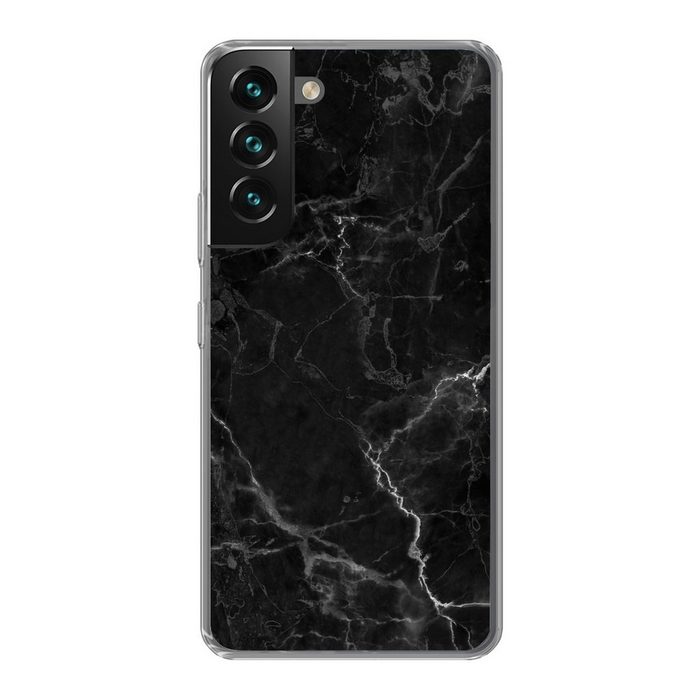 MuchoWow Handyhülle Marmor - Schwarz - Weiß - Textur - Marmoroptik Phone Case Handyhülle Samsung Galaxy S22+ Silikon Schutzhülle