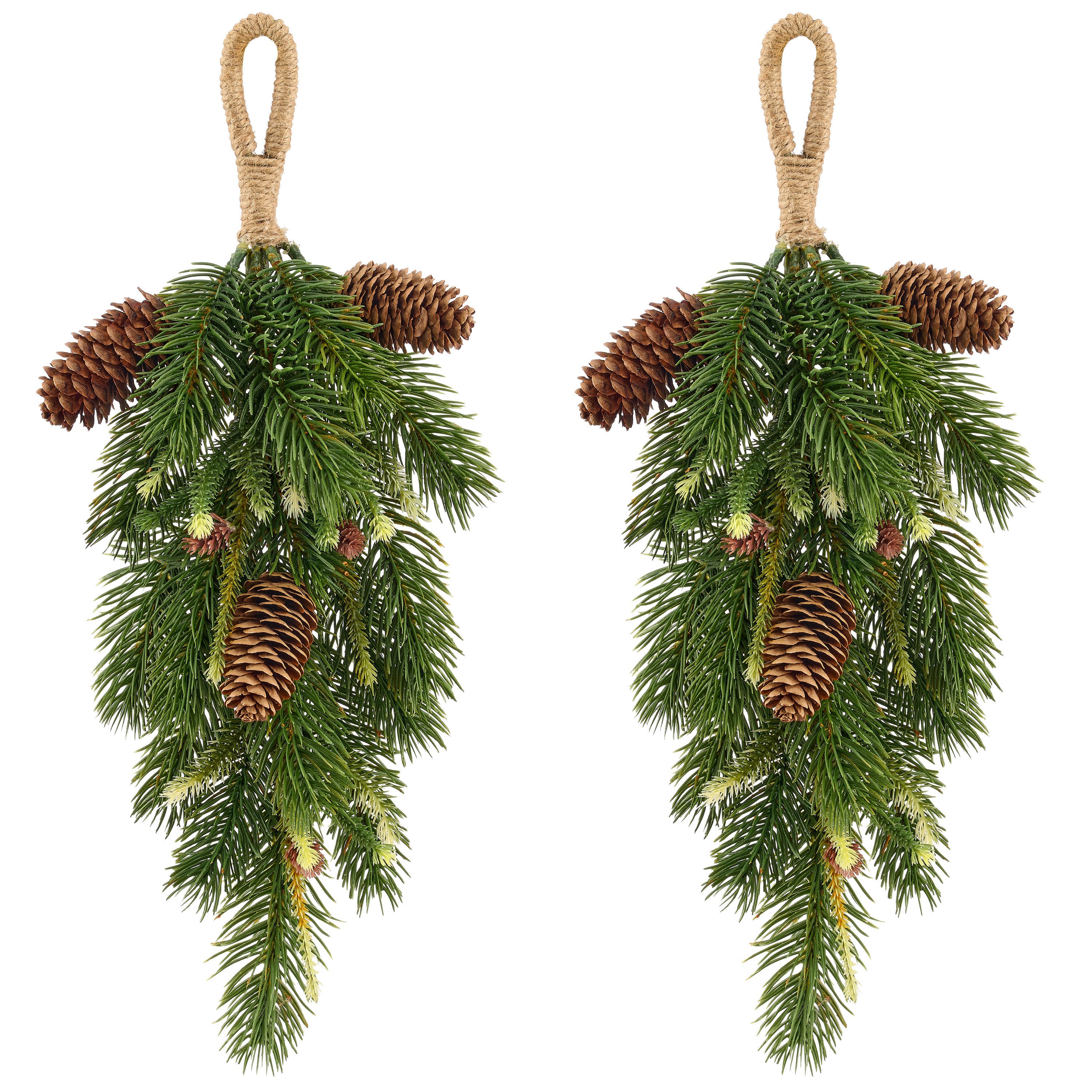 Winterliche Kunstpflanze 2 Stück Tannenhänger, jeweils ca.40cm hoch und 24cm breit Tanne, OTTO home, Höhe 40 cm, mit Zapfen, Weihnachtsdeko
