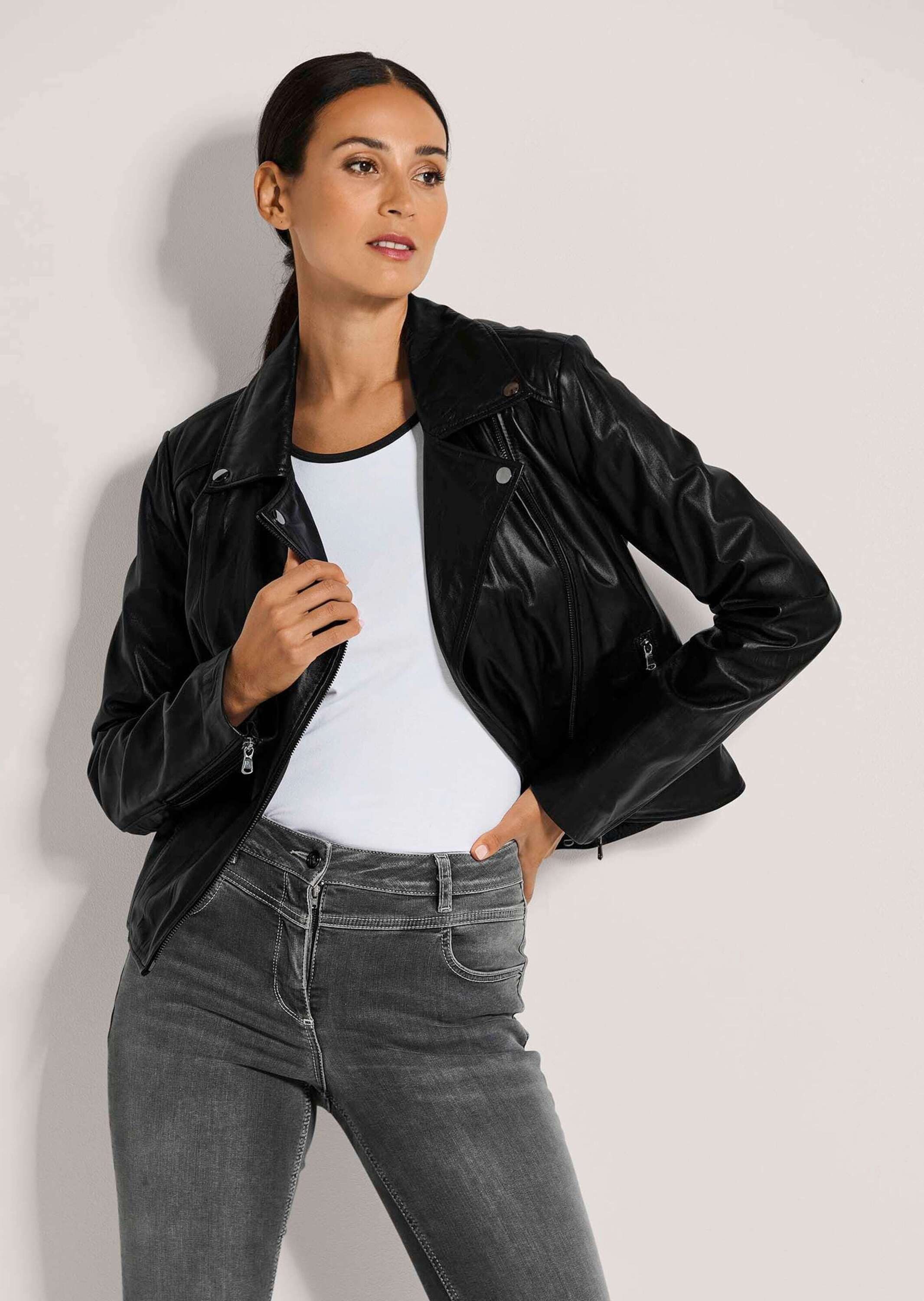 Lederjacke Biker-Jacke aus Lammnappa-Leder