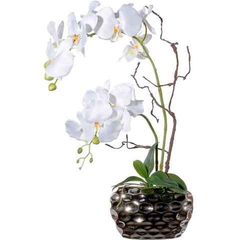 Kunstorchidee Phalaenopsisarrangement in Keramikvase Orchidee Phalaenopsis, Creativ green, Höhe 55 cm