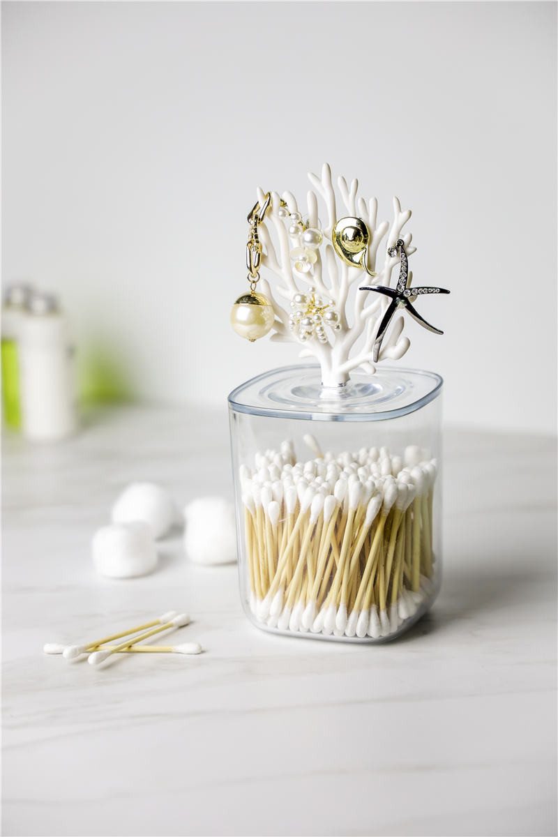 Qualy Design Aufbewahrungsdose Coral Koralle (transparent, mit Deckel, 1 St., Kunststoff Box), Behälter ca. 9 x 9 x 11 cm, Koralle ca. 10 cm hoch