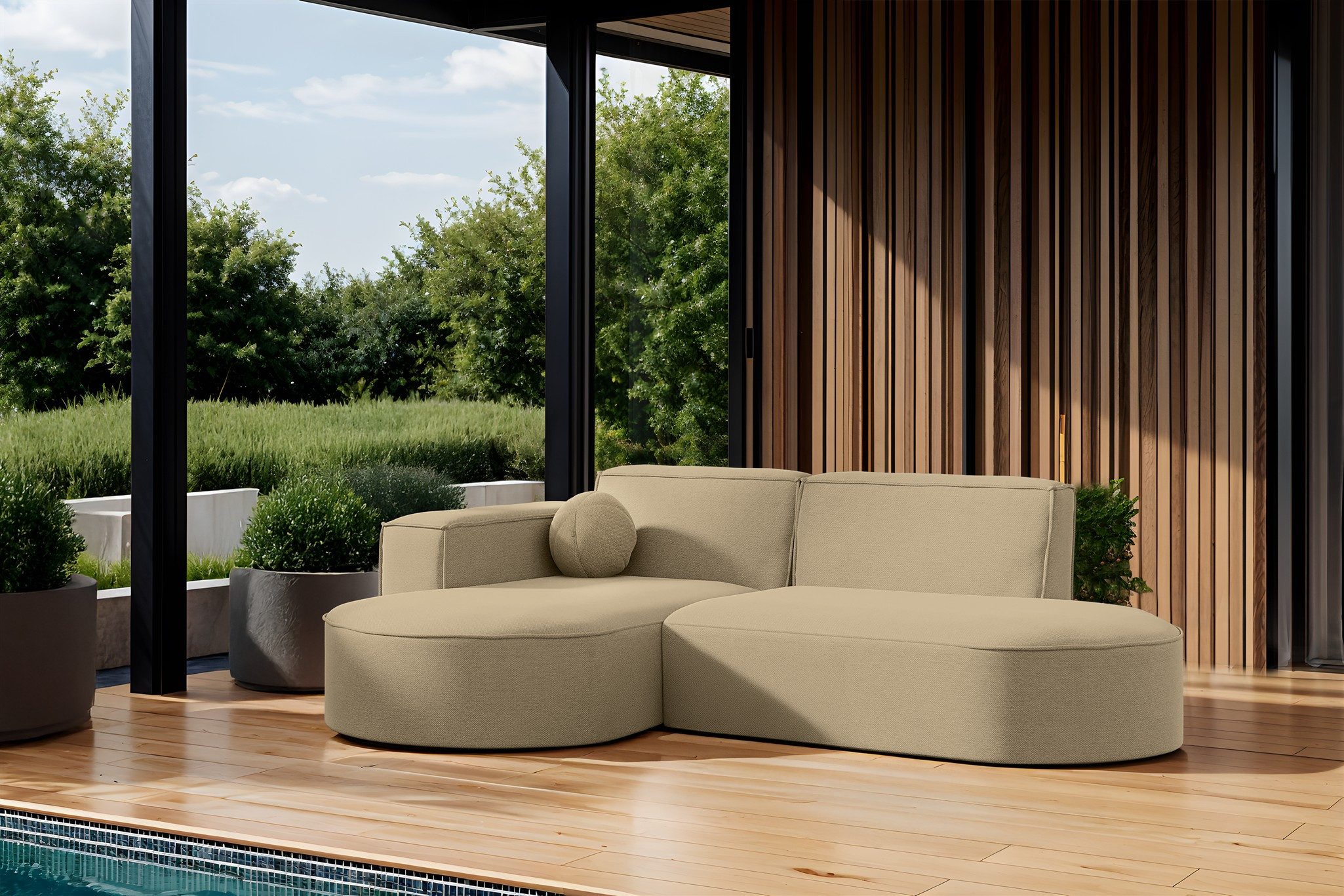 Fun Möbel Loungesofa Gartenmöbel Gartensofa Ecksofa FUN FEDRA XS, inkl. 1 Zierkissen, Wetterfester Stoff