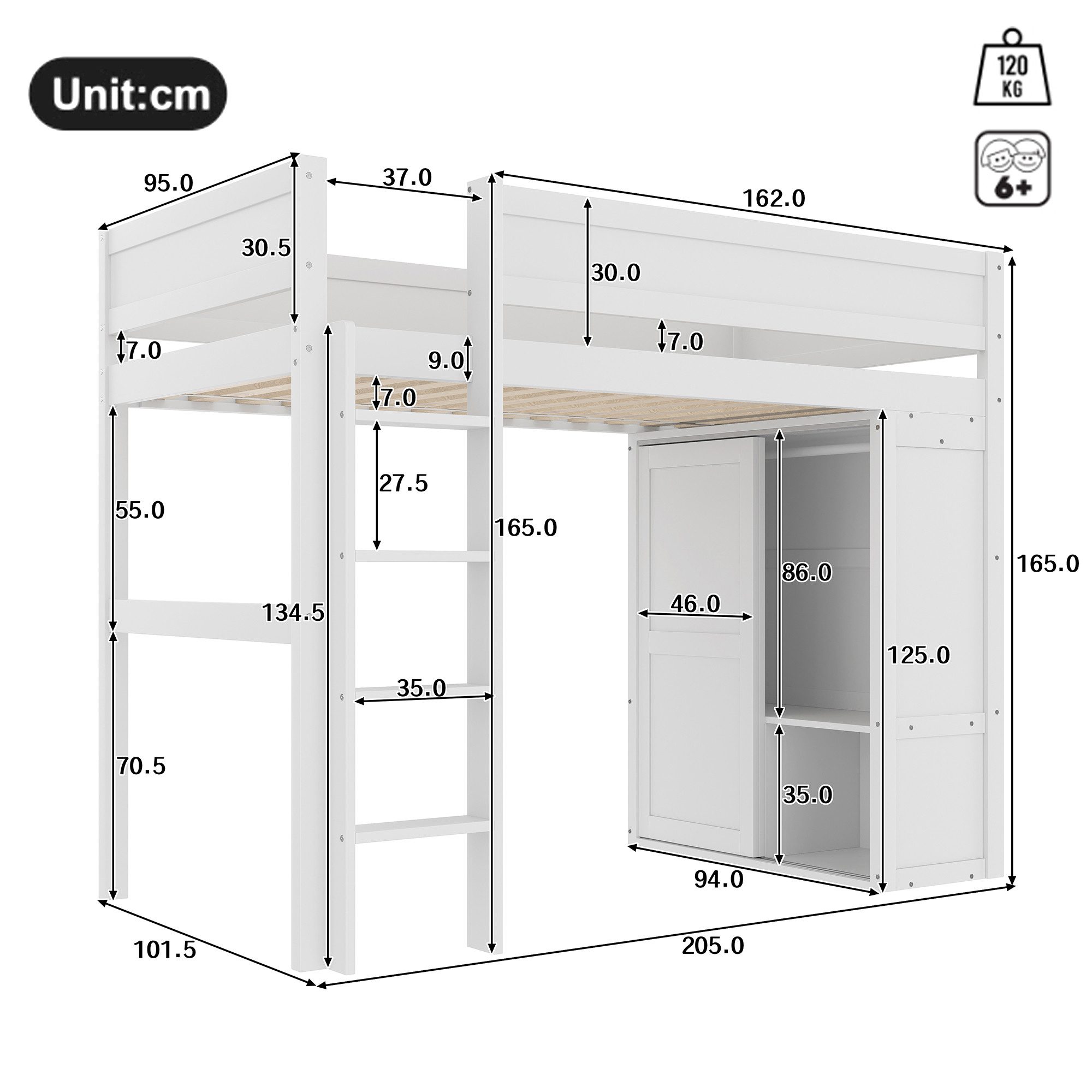 TavilaEcon Hochbett aus massivem Kiefernholz und günstig online kaufen