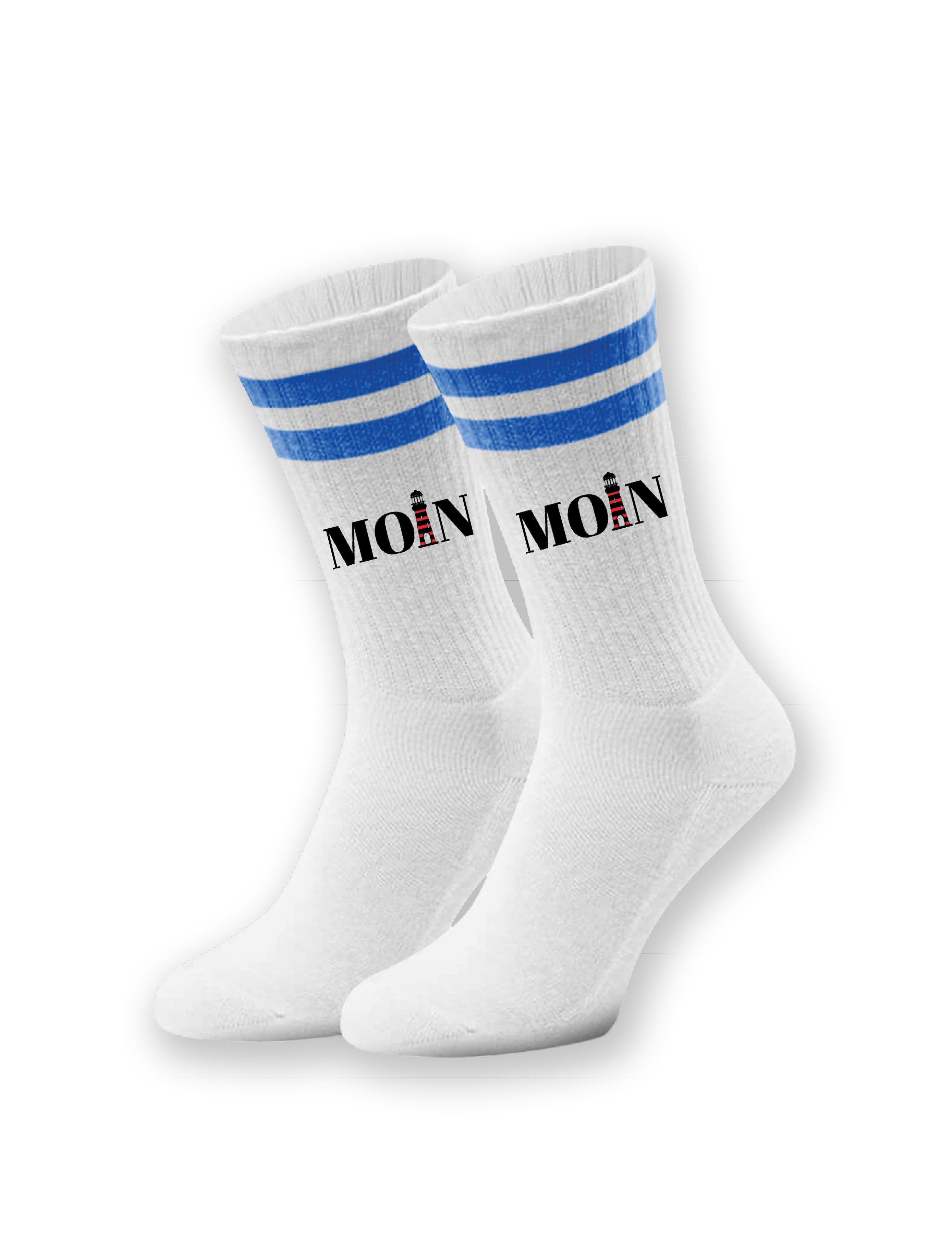Tennissocken Unisex Socken "Moin Leuchtturm" Aufdruck lustig Geschenk Statement