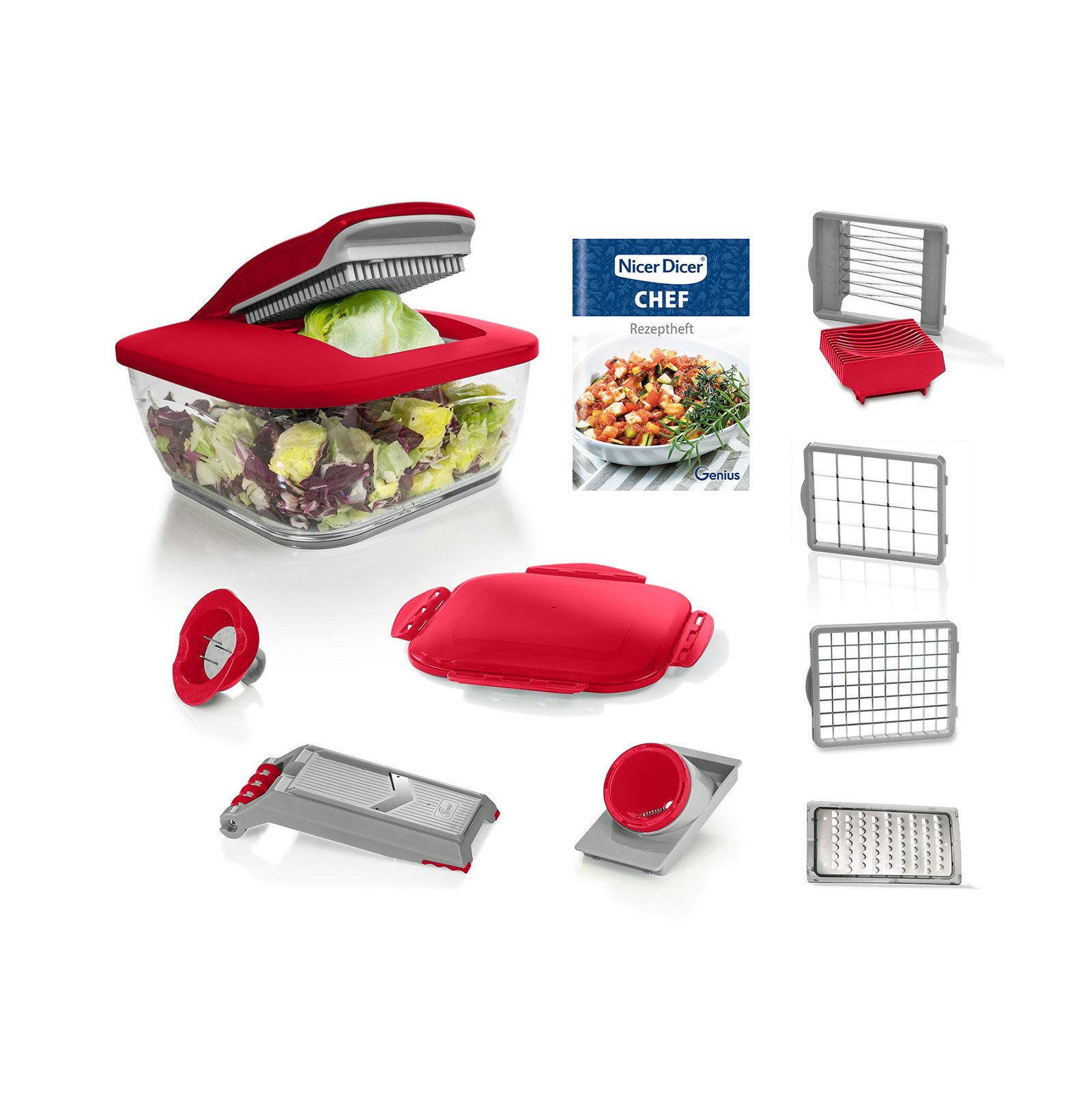 Genius Gemüseschneider Nicer Dicer Chef, Set 15-tlg., ultra-scharfen Edelstahl-Klingen in G-NOX-Qualität