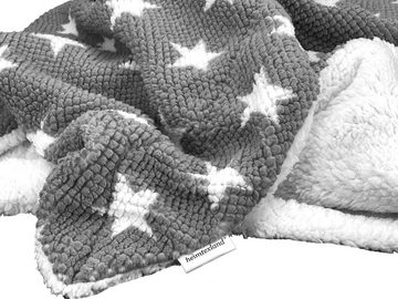 Wohndecke Flauschige Sterne Kuscheldecke 150x200 Sofadecke, heimtexland, mit kuschelig weicher Sherpa Fell Rückseite I Anthrazit