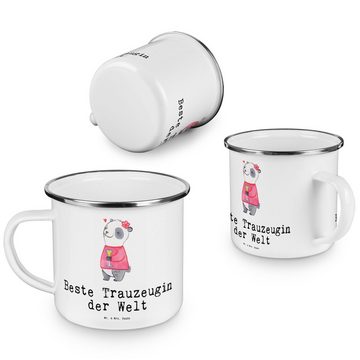 Mr. & Mrs. Panda Becher Panda Beste Trauzeugin der Welt - Weiß - Geschenk, Mitbringsel, Stand, Emaille