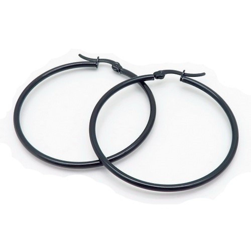 BUNGSA Ohrring-Set Creolen Basic 4,5cm schwarz aus Edelstahl Damen (1 Paar (2 Stück), 2-tlg), Ohrschmuck Ohrringe