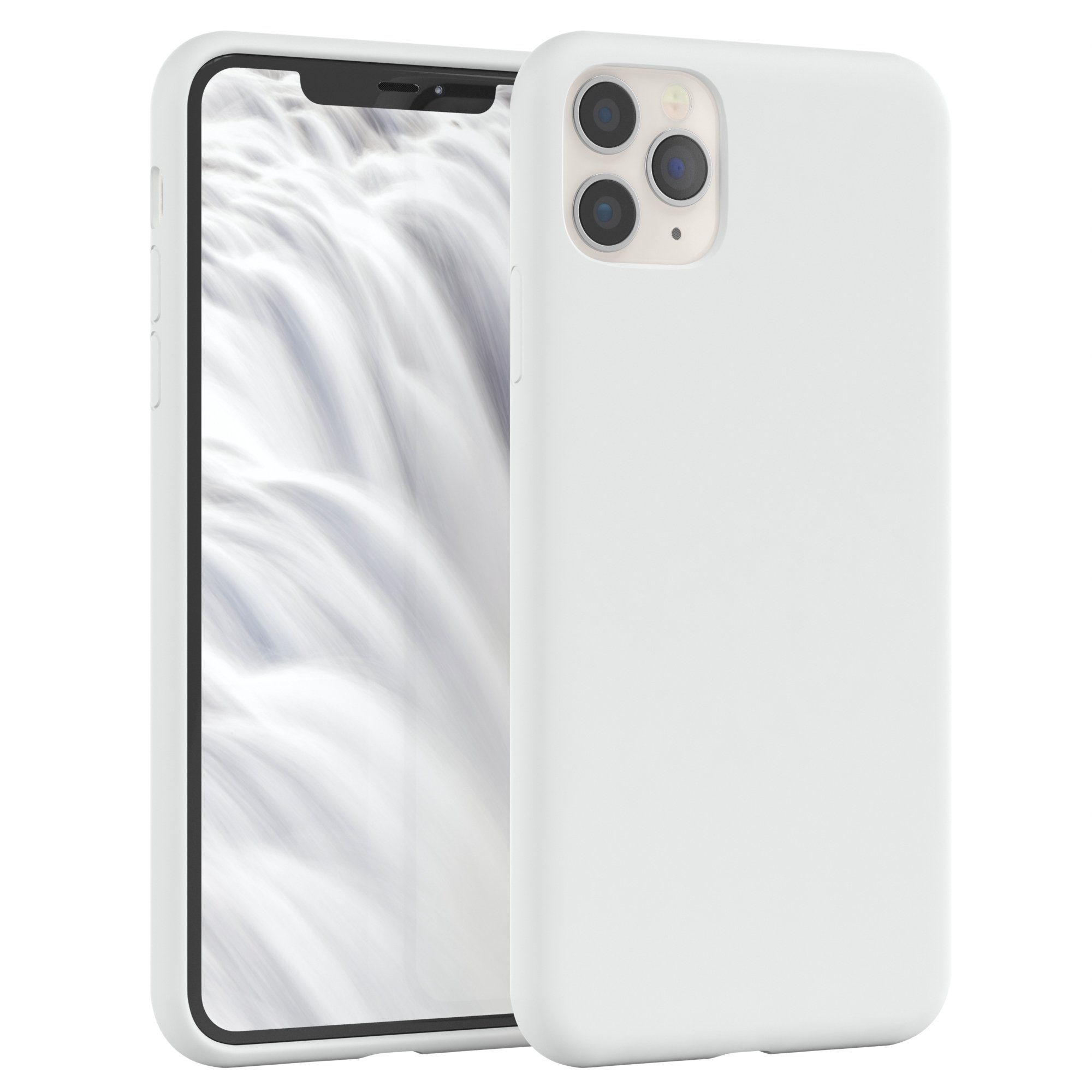 EAZY CASE Handyhülle Premium Silikon Case für Apple iPhone 11 Pro Max 6,5 Zoll, Silikon Schutzhülle mit Kameraschutz kratzfest Handy Softcase Weiß