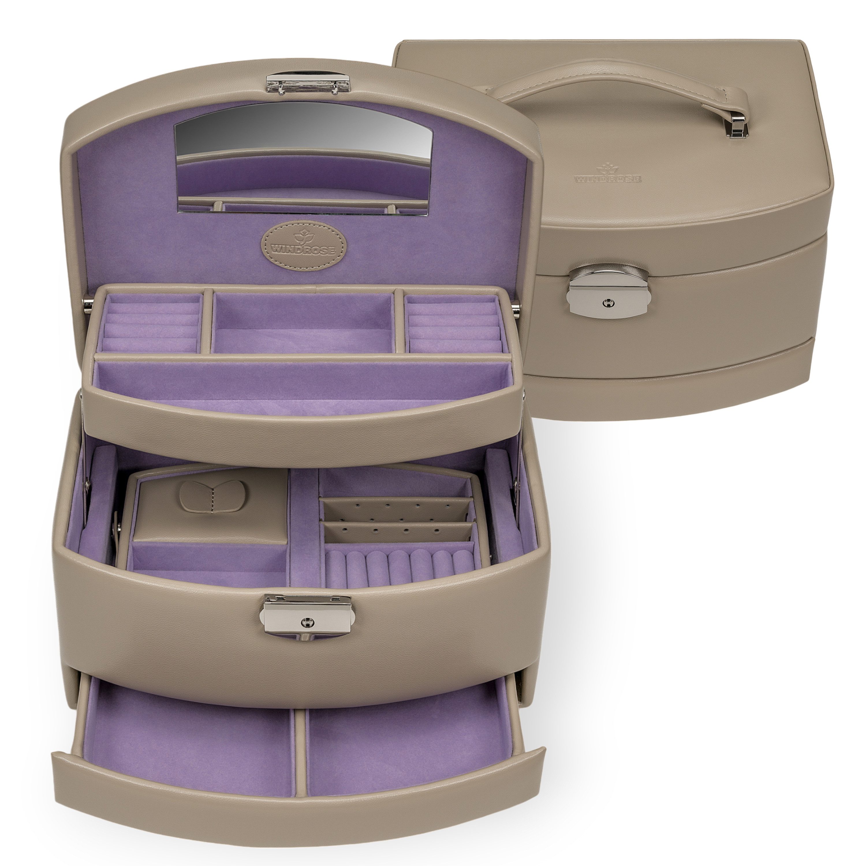 WINDROSE Schmuckkoffer Automatik mit Einsatz (Merino / Merino Moda)