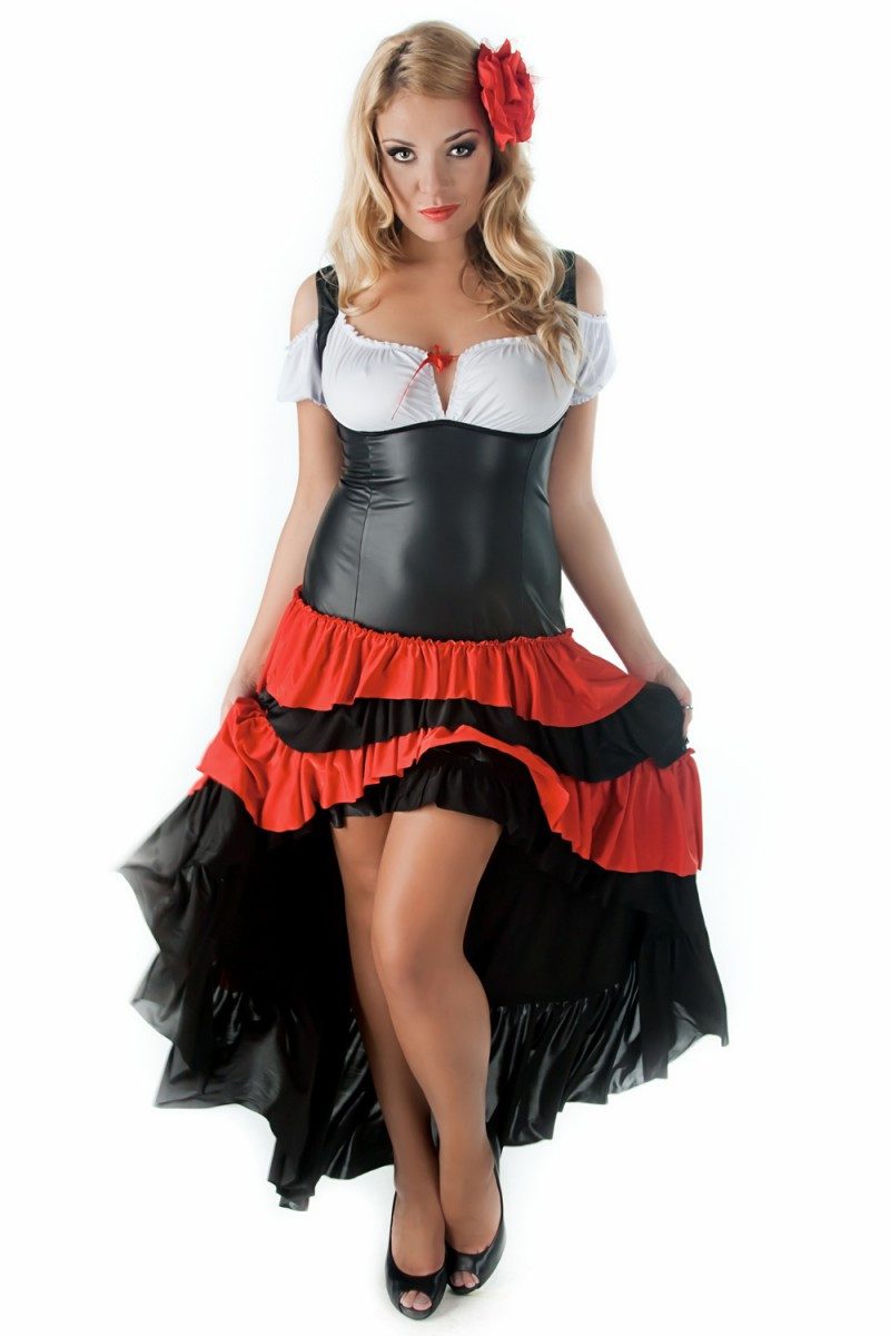 Andalea Abendkleid Langes XXL Dessous Kleid blickdicht sexy mit wetlook Material