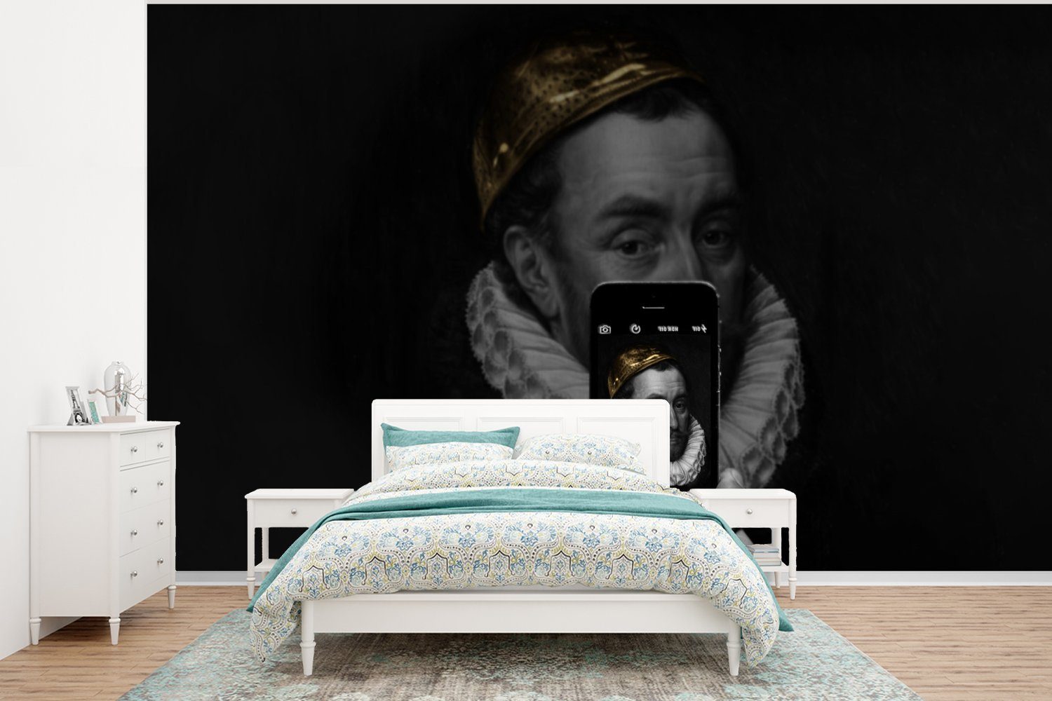 MuchoWow Fototapete Wilhelm von Oranien - Adriaen Thomasz - Selfie, Matt, bedruckt, (6 St), Wallpaper für Wohnzimmer, Schlafzimmer, Kinderzimmer, Vinyl Tapete