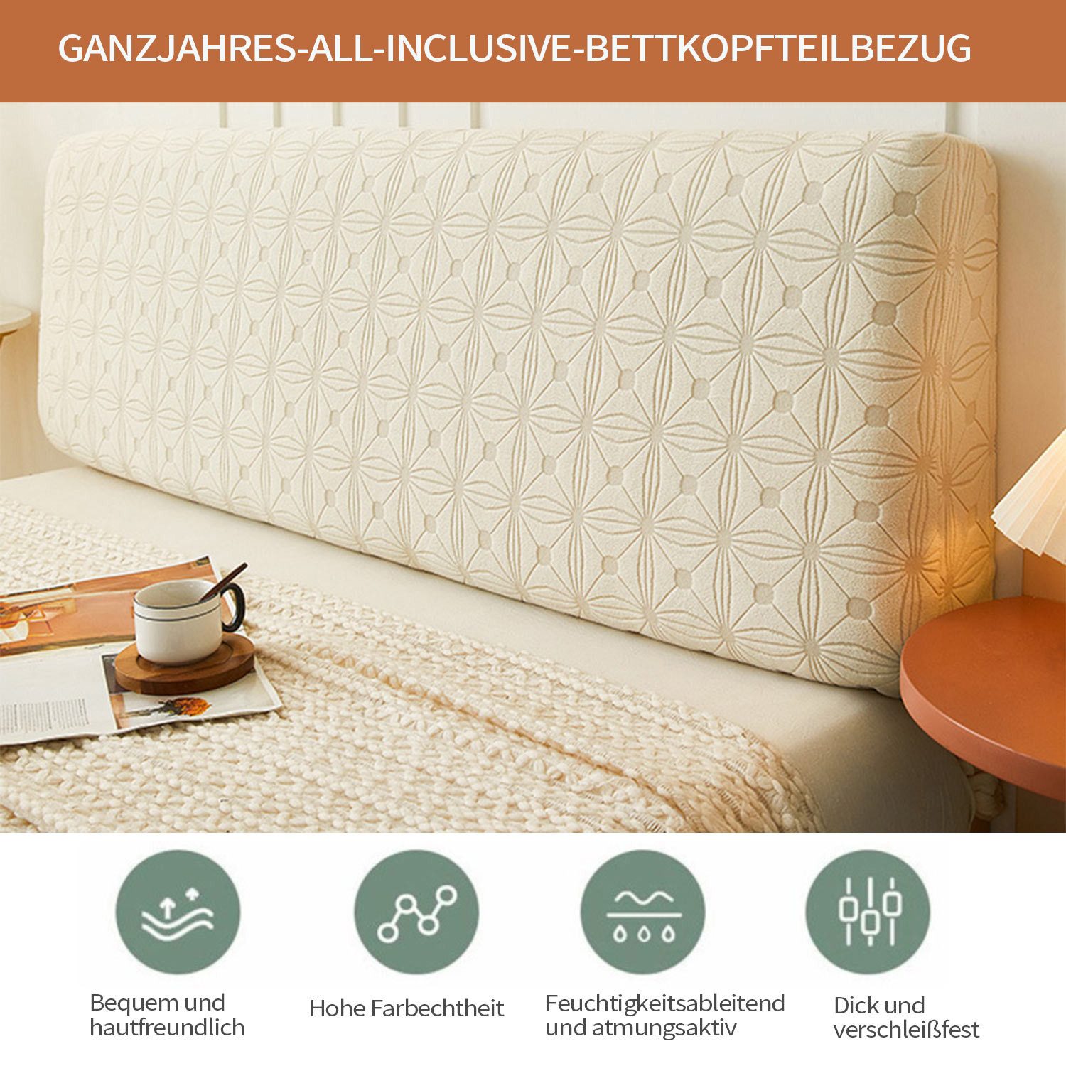 Refttenw Betthusse Bettkopfteil Hussen Bett Kopfteil Bezug Staubdicht Schutzhülle, Kopfteilbezug 150/180/200cm Für Doppelbett Einzelbett