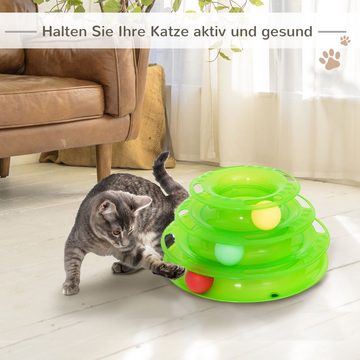 PawHut Kratzbaum Katzenspielzeug 3 Etagen 3 Bälle tierfreundlicher Kunststoff, BxTxH: 25x16x13 cm