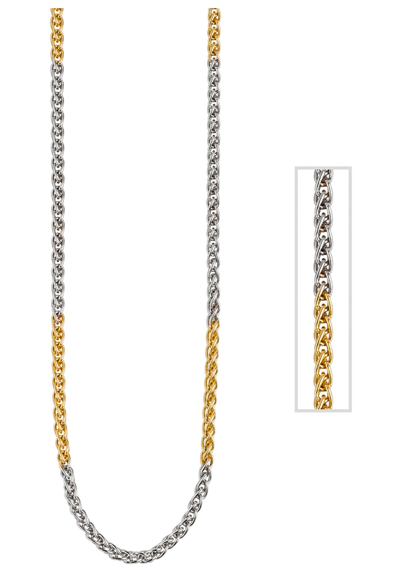 JOBO Goldkette, Zopfkette 585 Gold bicol...
