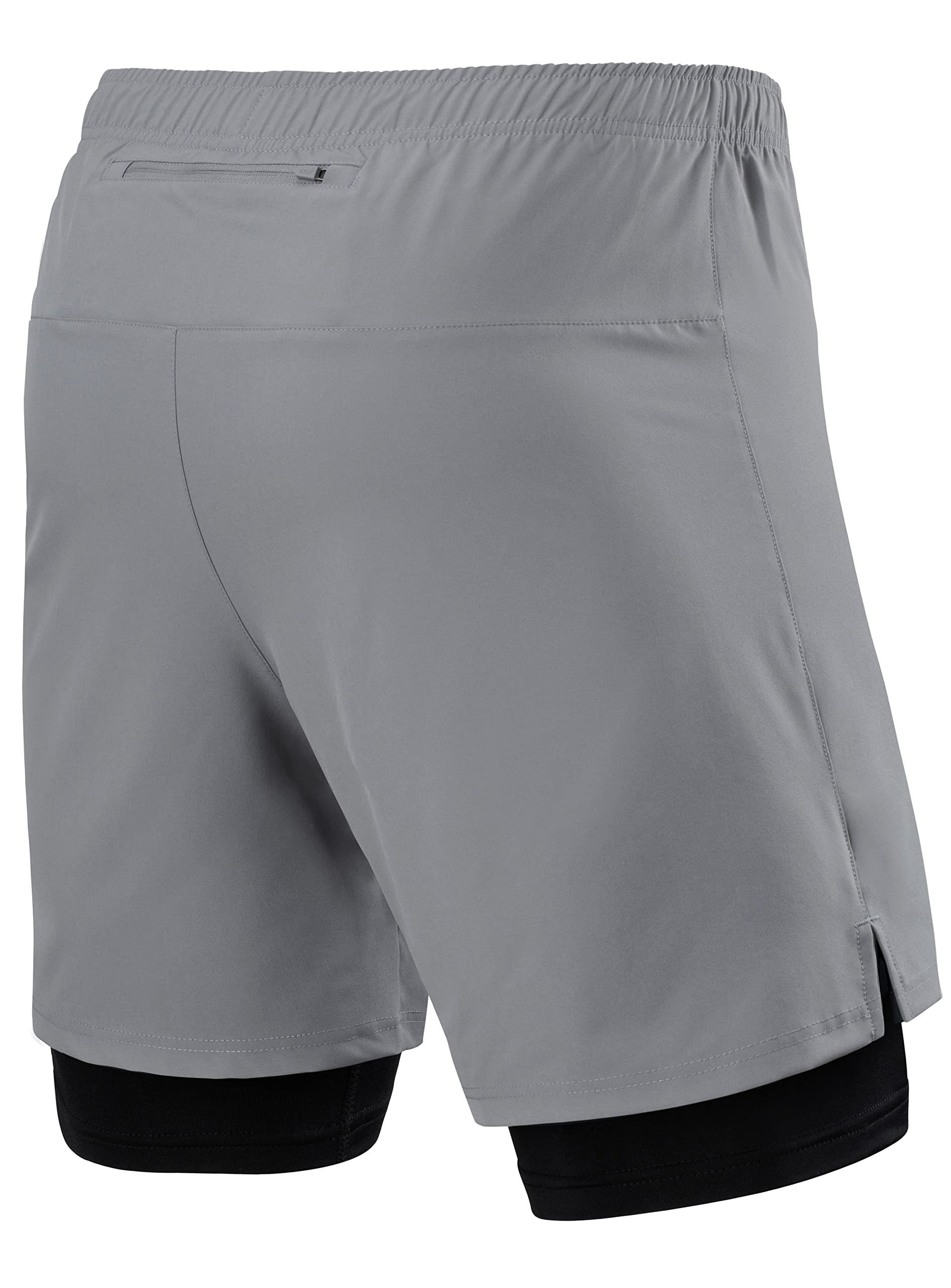 TCA Trainingsshorts TCA Herren 2-in-1 Hellgrau, S Laufhose