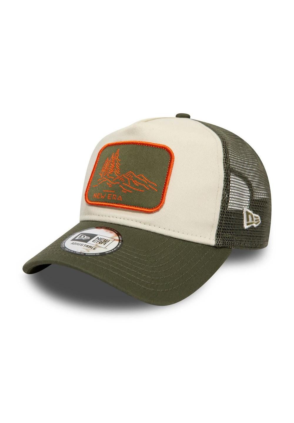 Baseball Cap New Era NE Washed 9Forty A-Frame Trucker Cap Beige Olivgrün