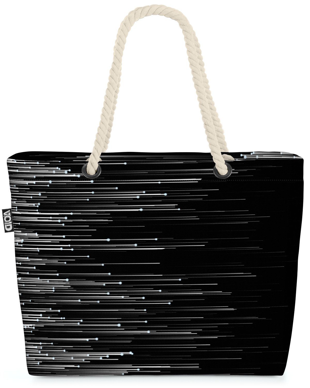 VOID Strandtasche (1-tlg), Streifen Linien Schwarz Weiß Muster linie abstrakt dunkel technologie