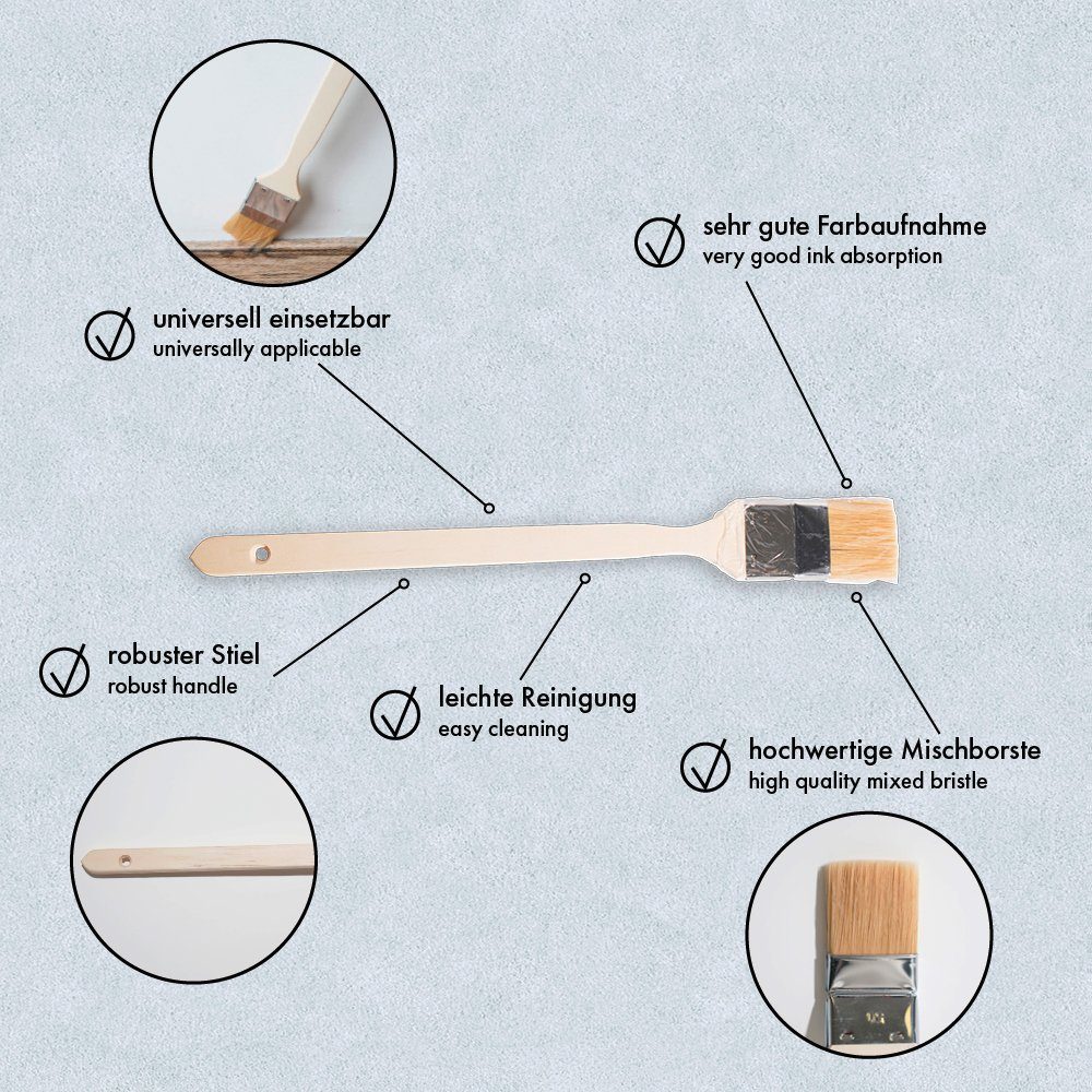 Création Eckenpinsel, Heizkörperpinsel Holzgriff, A.S. breit 50 Mischborsten, mm