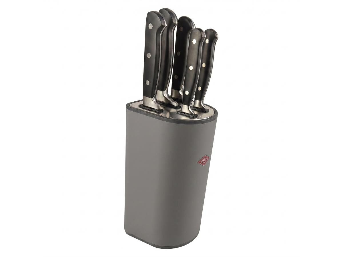 WESCO Messerblock Loft, mit 5 Küchenmessern Edelstahl Messer Set 6-tlg. – Matt Cool Grey