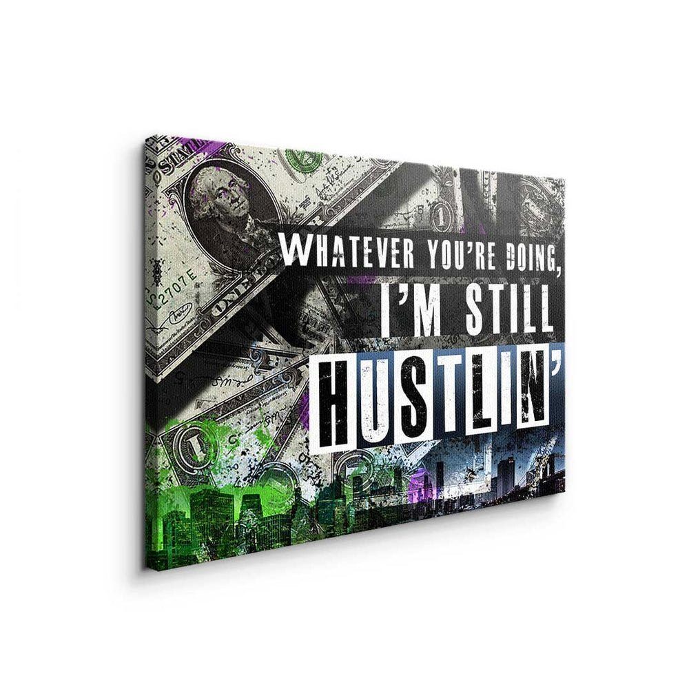 DOTCOMCANVAS® Leinwandbild, Premium Leinwandbild - Moti weißer Dollar I'm Hustlin Popart Still Rahmen - - Bill