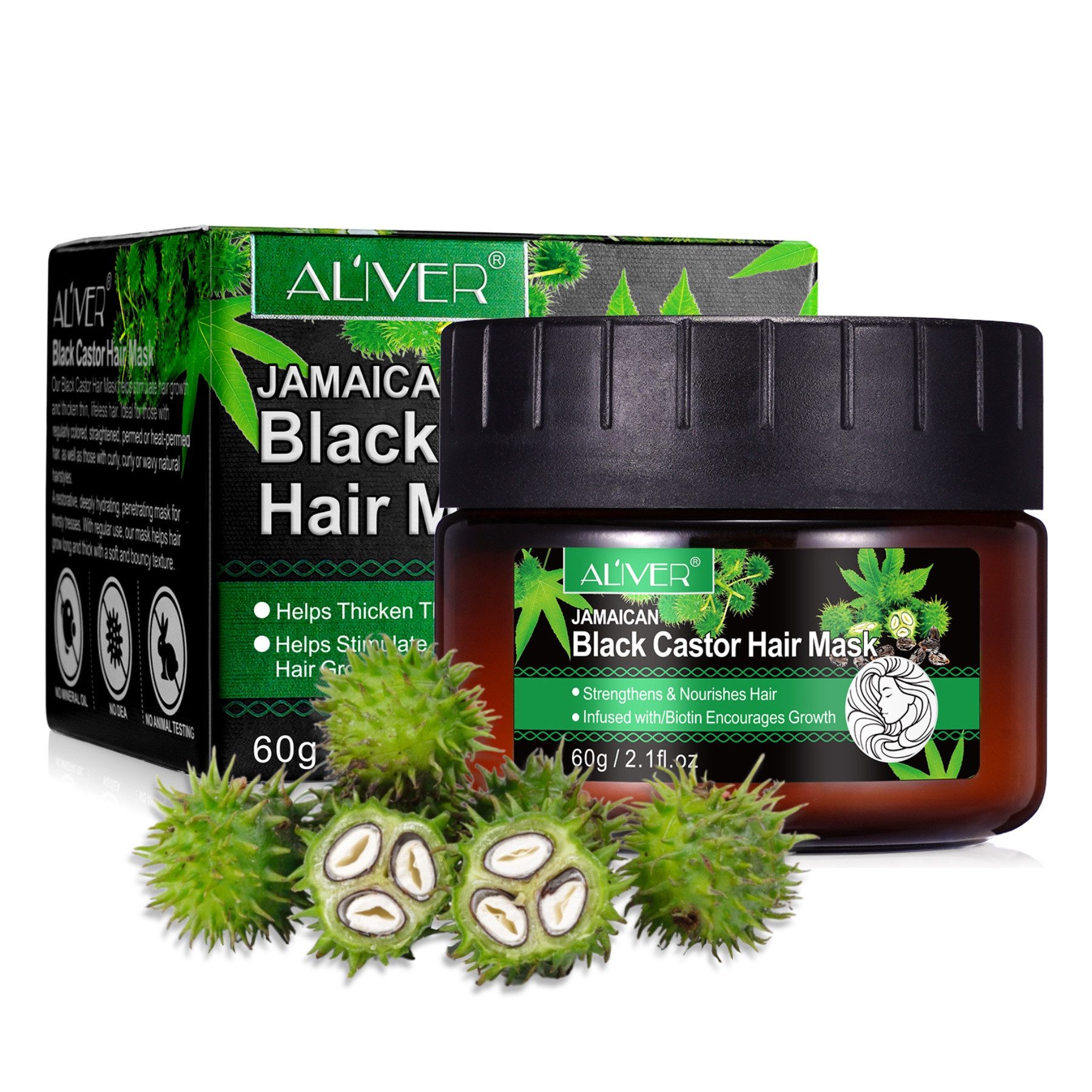 ALIVER Haarmaske Haarkur Haarpflege Rizinus Bio Vegan Aliver, 1-tlg.