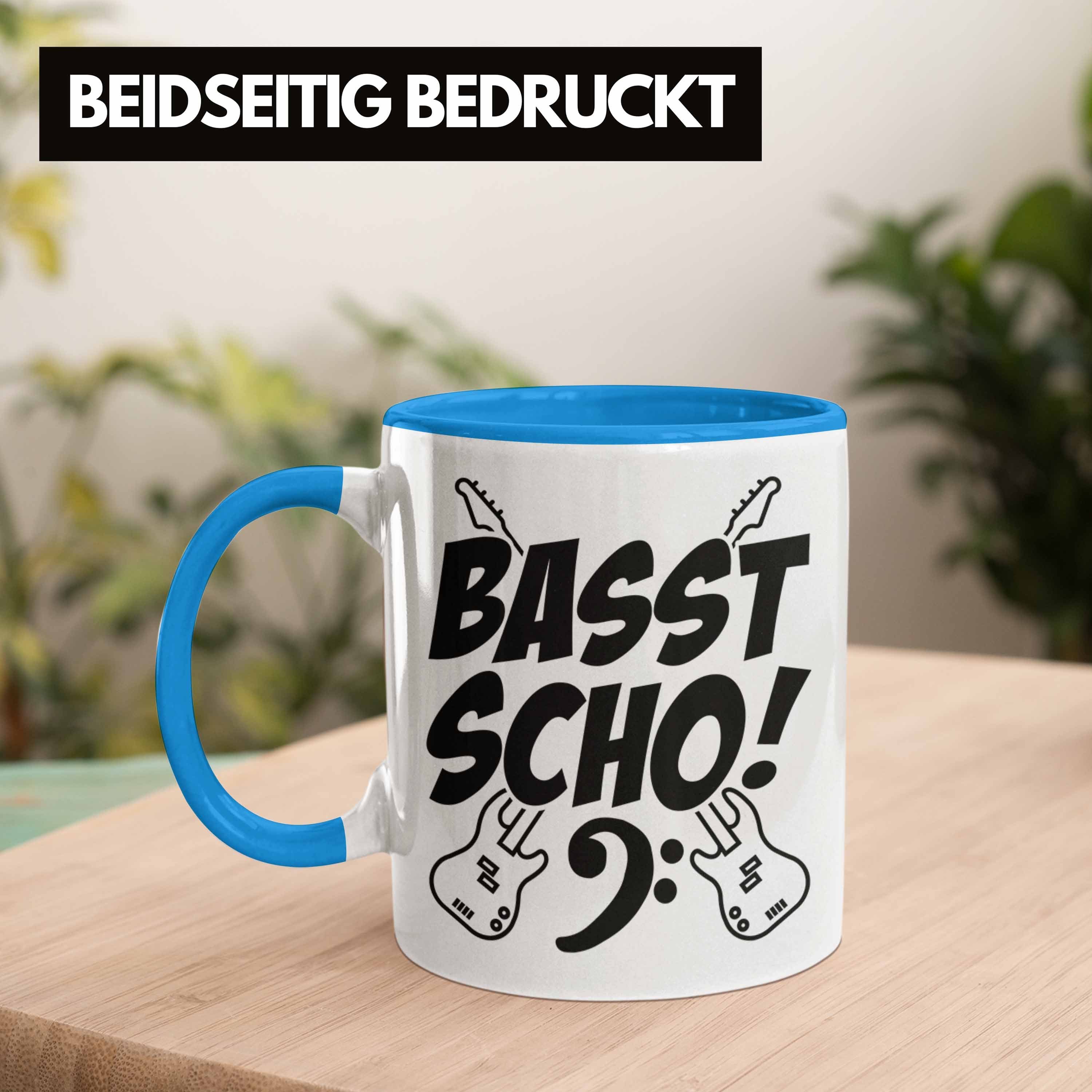 Geschenk Bass-Spieler Basst S Tasse Kaffee-Becher Bassist Tasse Trendation Blau Geschenkidee
