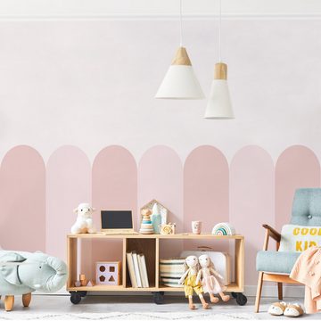 Bilderdepot24 Kindertapete Halbkreisbordüre mittel Mix Muster rosa moderne Wanddeko XXL, Glatt, Matt, (Inklusive Gratis-Kleister oder selbstklebend), Mädchenzimmer Jungenzimmer Babyzimmer Bildtapete Fototapete Wandtapete