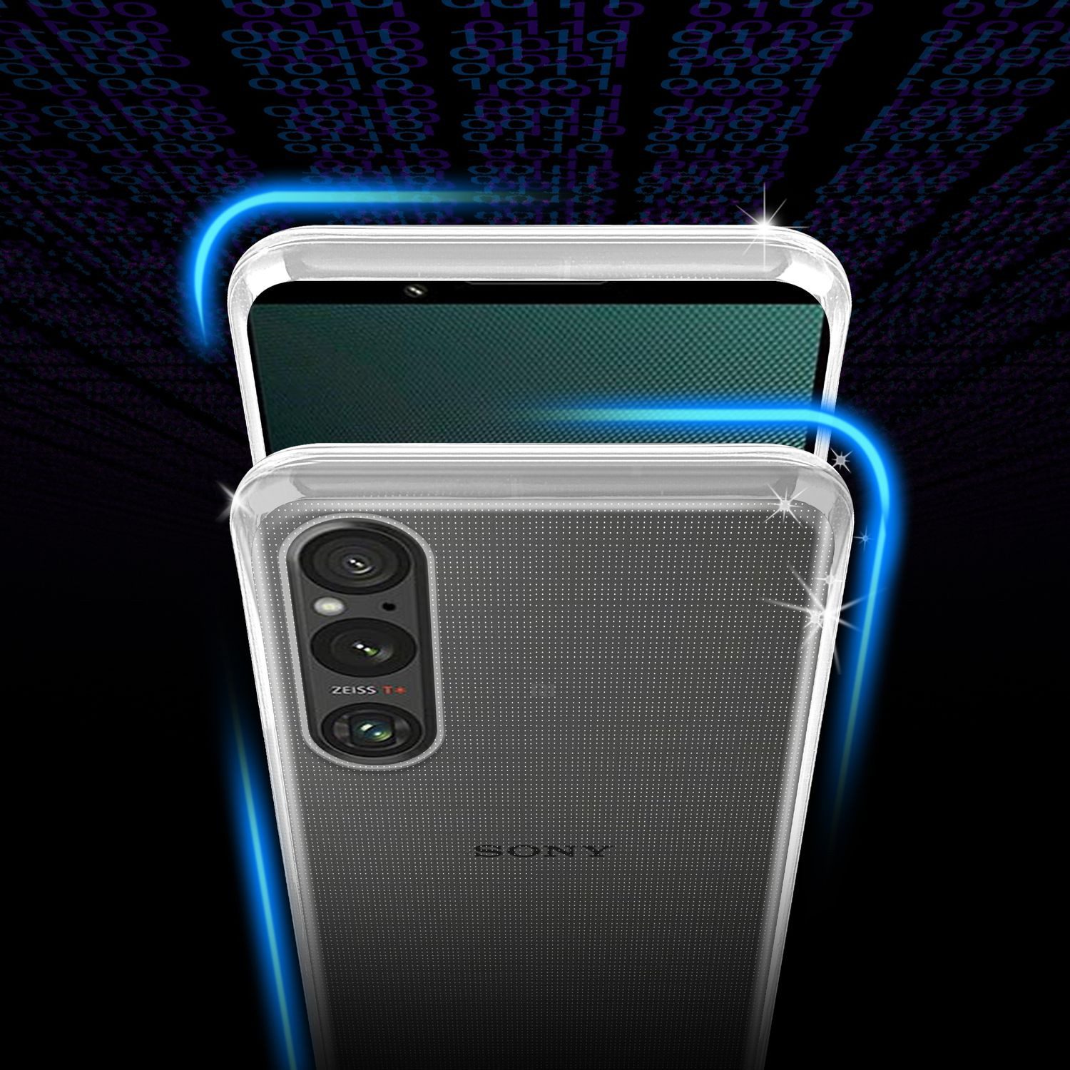 Cadorabo Handyhülle für Sony Xperia 1 V Hülle Sony Xperia 1 V, Hülle TPU Silikon Handy Schutzhülle Slim Transparent Case Cover