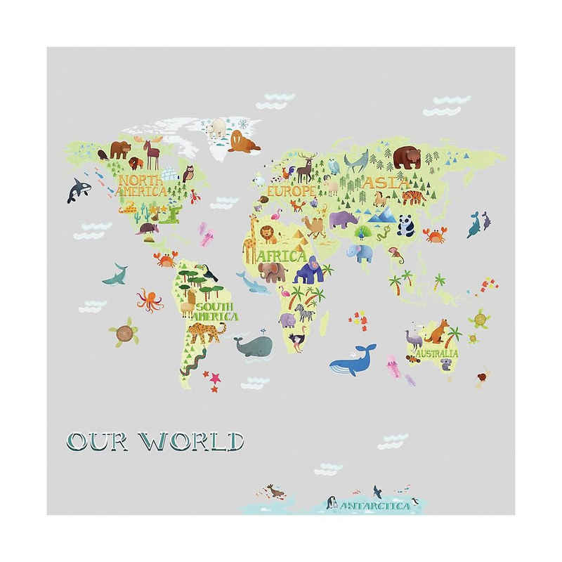 RoomMates Wandsticker Wandsticker Kids World Map, 33-tlg.