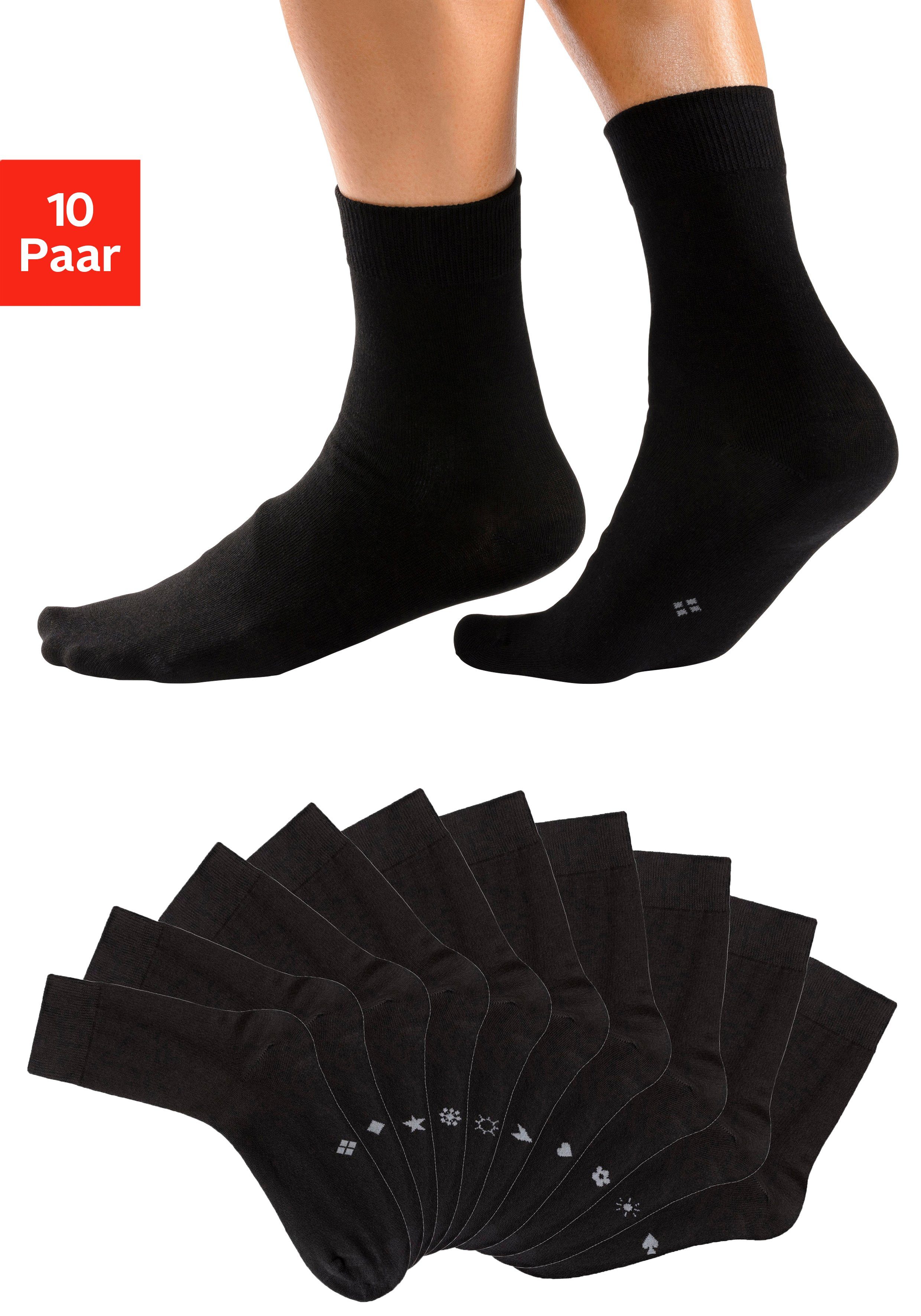 H.I.S Basicsocken (Set, 10-Paar) mit eingestrickten Symbolen