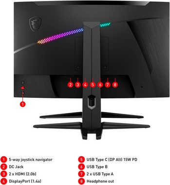 MSI MAG 275CQRXF Curved-Gaming-LED-Monitor (69 cm/27 ", 2560 x 1440 px, WQHD, 1 ms Reaktionszeit, 240 Hz)