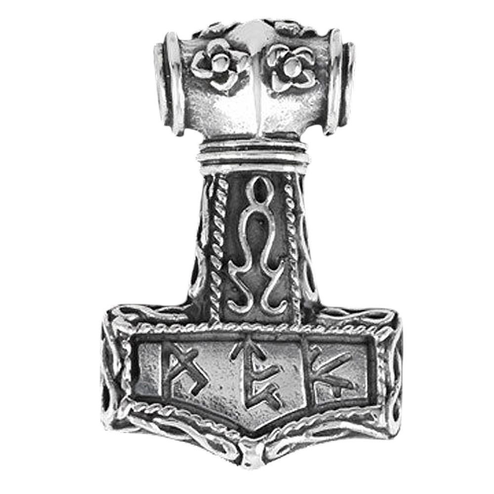 Kettenanhänger Thors Hammer mit Binderunen Anhänger Schmuck - Thorhammer - 35x21mm