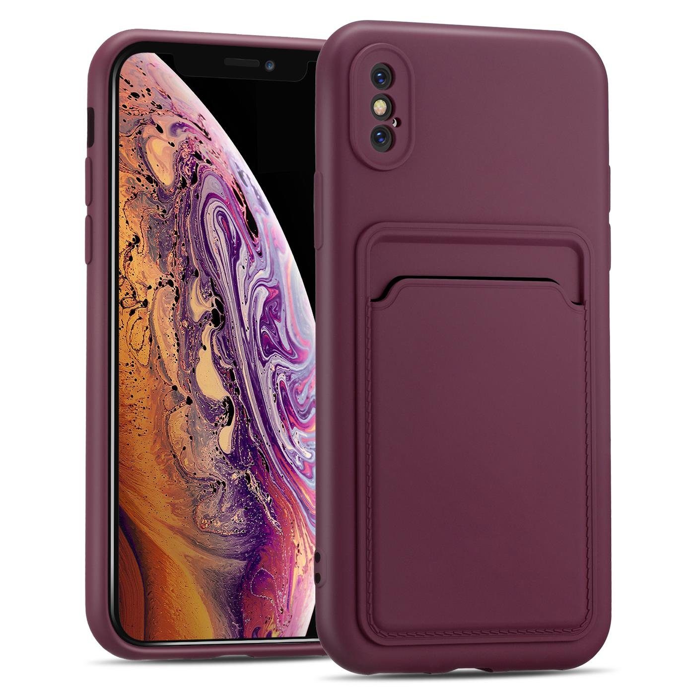 CoolGadget Handyhülle Card Case Handy Tasche für Apple iPhone X, iPhone XS 5,8 Zoll, Silikon Schutzhülle mit Kartenfach für iPhone X / XS Hülle
