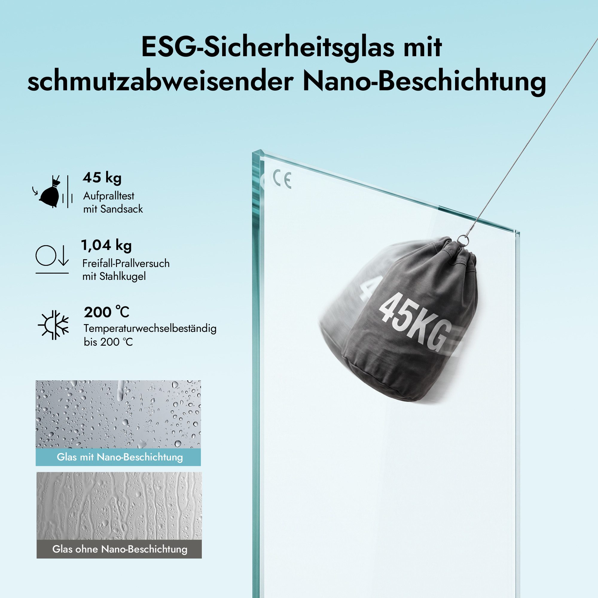 doporro Eckdusche Duschkabine Duschabtrennung Schiebetür Klarglas 6mm ESG H:190cm R16K, BxT: 70x70 cm, Einscheibensicherheitsglas – Bild 4 von 5