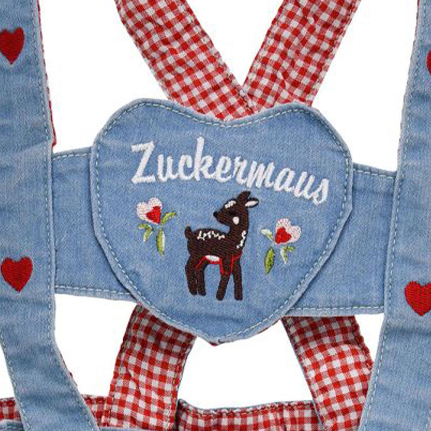 BONDI Trachtenlederhose BONDI Baby Mädchen Jeans Latzshort 'Zuckermaus' 86