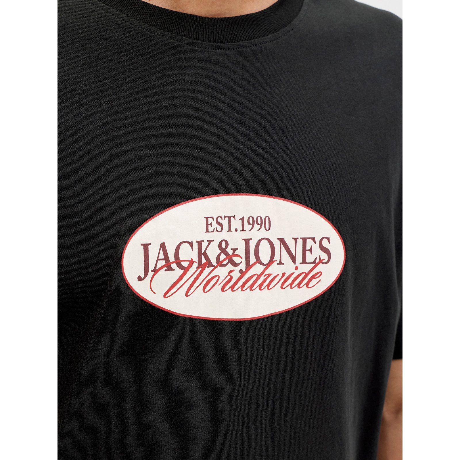 Jack & Jones Rundhalsshirt Jack&Jones XXLT-Shirt Print JORCATSKILLS schwarz