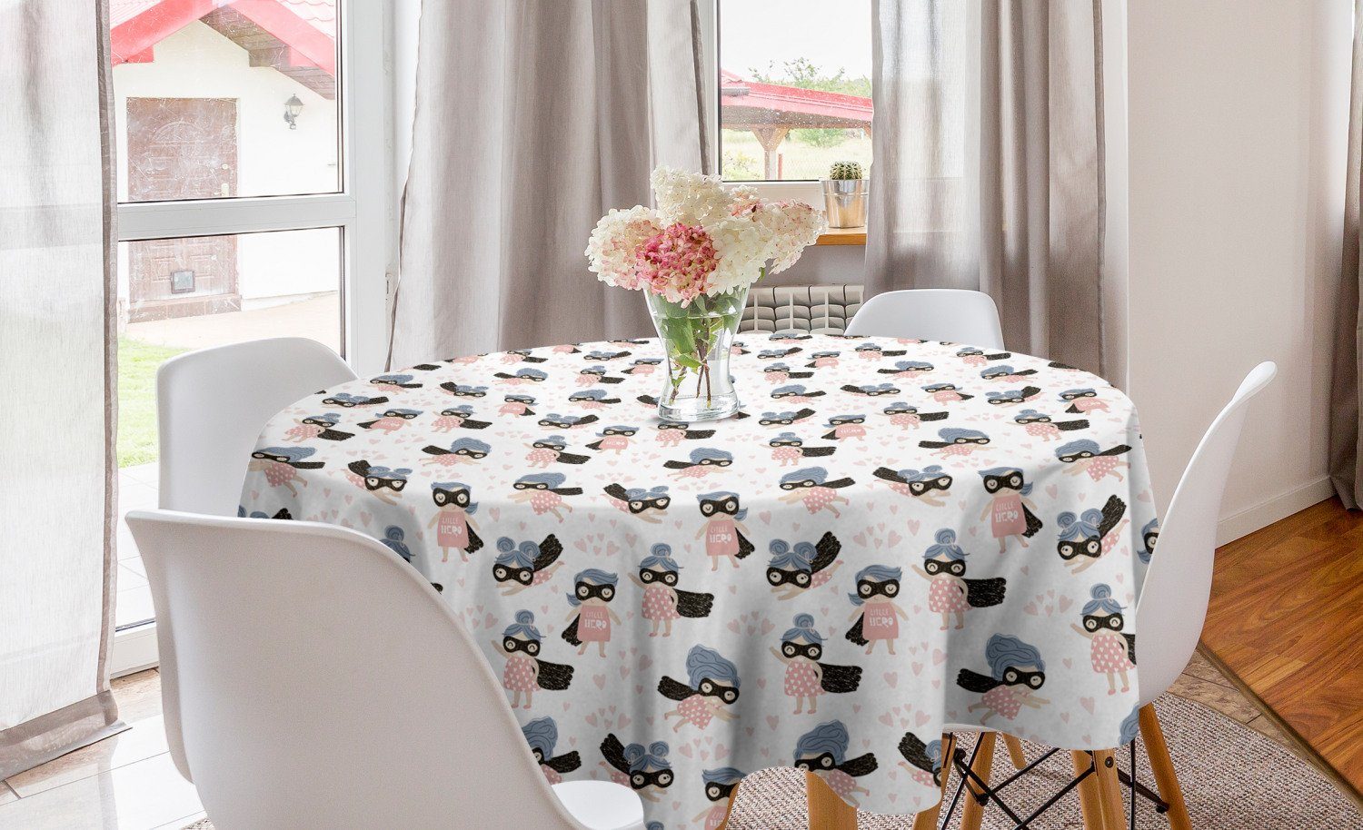 Abakuhaus Tischdecke Kreis Tischdecke Abdeckung für Esszimmer Küche Dekoration, Retro Baby-Heroine
