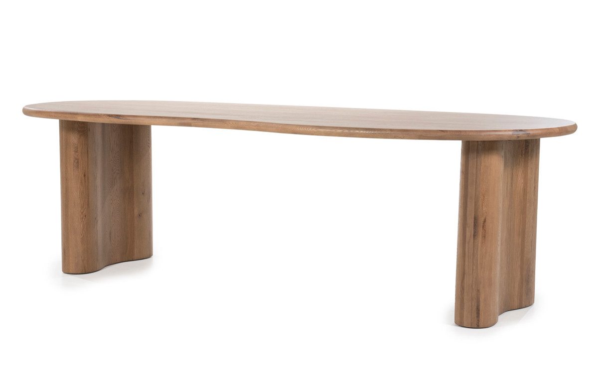 Maison ESTO Esstisch Esszimmertisch MALOSH Eiche braun oval organisch, Beine können an 2 verschiedenen Positionen montiert werden