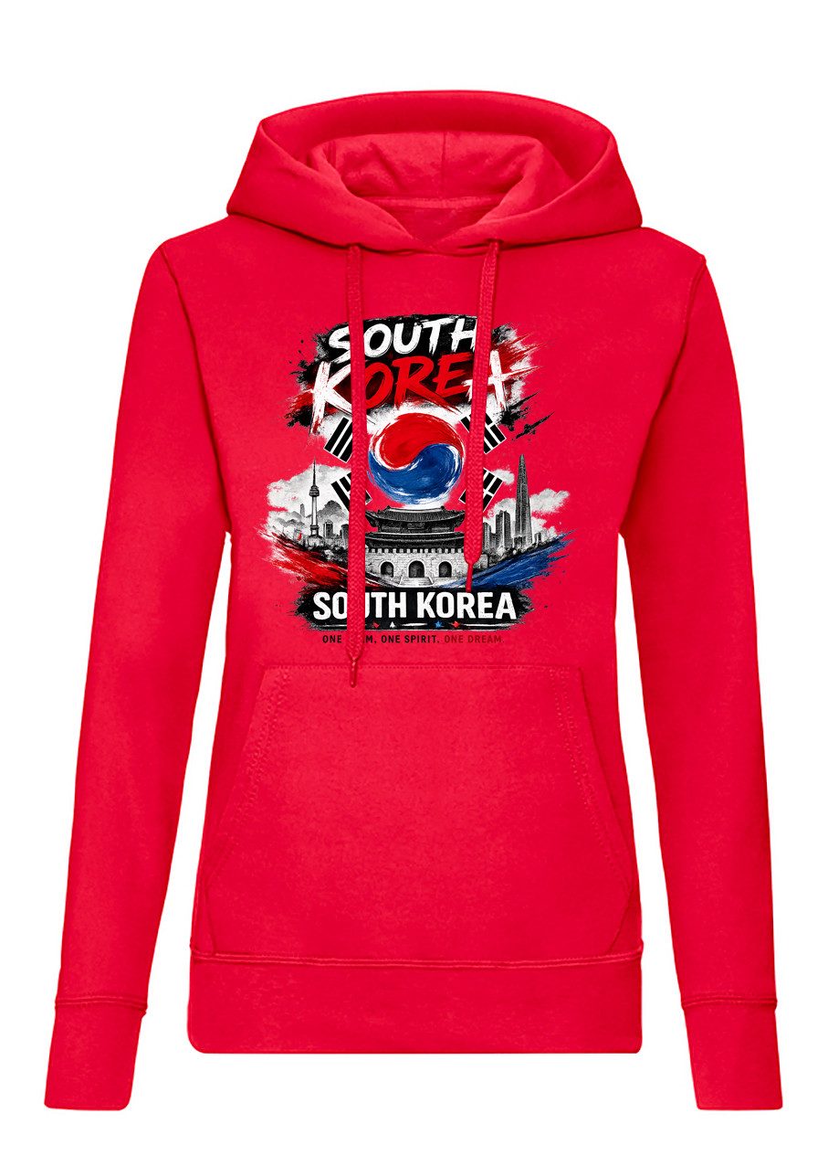 Blondie & Brownie Hoodie OneSpiritKorea Damen Korea Flaggen Print Kapuzenhoodie (Einzelartikel, Einzelartikel) OneSpiritKorea_D_Hoodie Seoul Edition